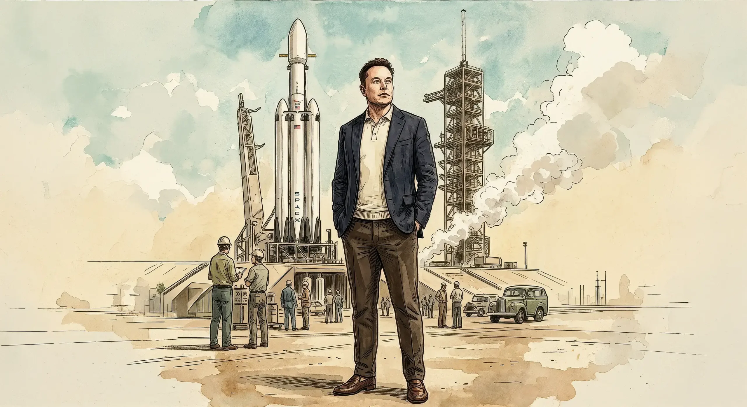 Elon Musk Full Sketch